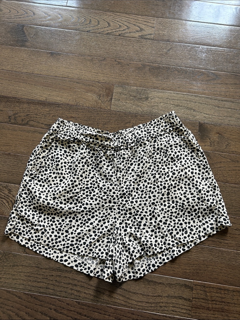 aerie Cream High-Waist Shorts with Black Spot Print